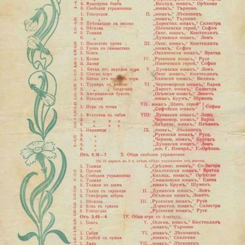Програма на IV юнашки събор- Русе, 1907 г
