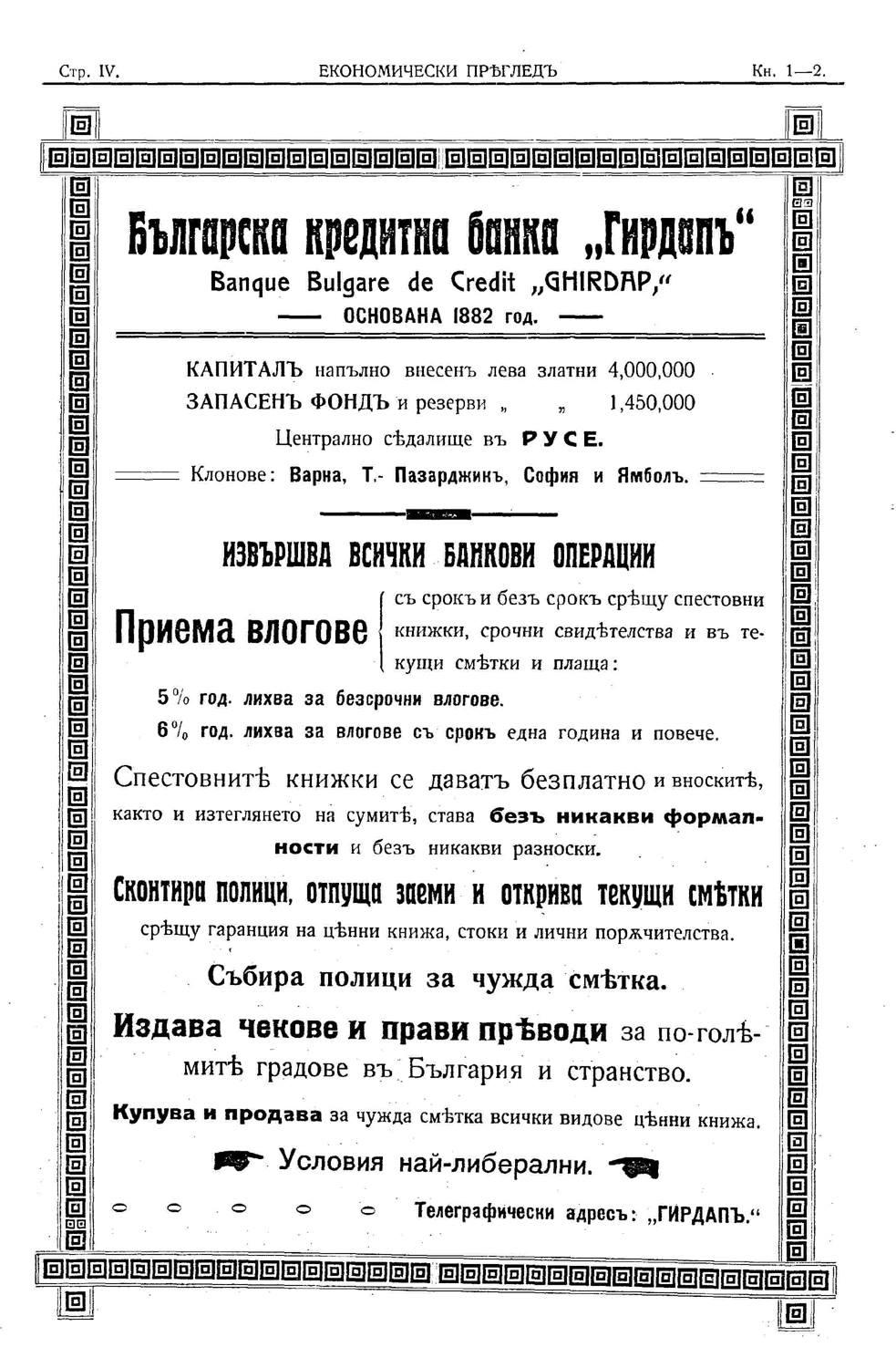 Реклама на Кредитна банка „Гирдап“,